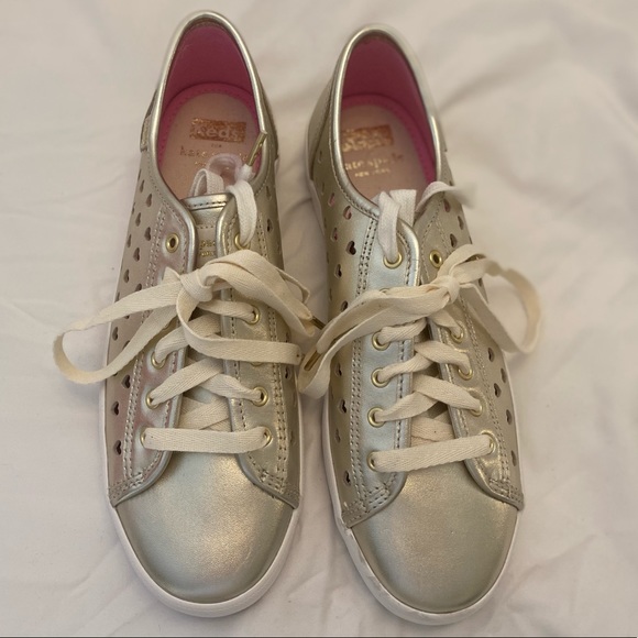 NWT Keds For Kate Spade: HEART Kickstart Heart Light Gold Heart Cut Out Sneakers - Picture 3 of 13